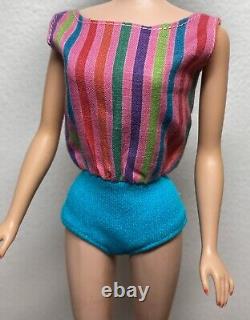 Vintage Mattel Blonde American Girl Barbie Doll Original Swimsuit & Shoes