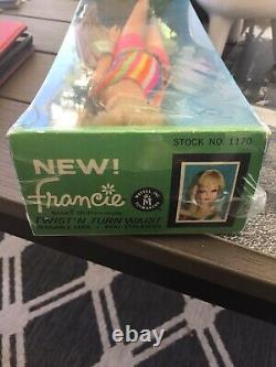 Vintage Mattel Francie Nrfb Ash Blond Doll Mint W Lifelike Eyelposeable Stand