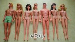 Vintage Mod Era Barbie Doll Lot Cases Clothes 7 Dolls Some TLC Clean No Work