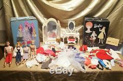 Vintage RARE 1960's Barbies and Ken Lot of Accessories, Cases and 4 Dolls (100)