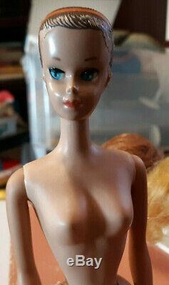 Vintage Sleep Eye Barbie Doll W Head Band Bendable Legs W Wigs Stand Hat Cap Lot