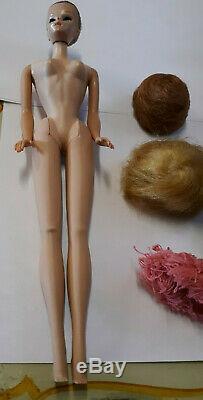 Vintage Sleep Eye Barbie Doll W Head Band Bendable Legs W Wigs Stand Hat Cap Lot