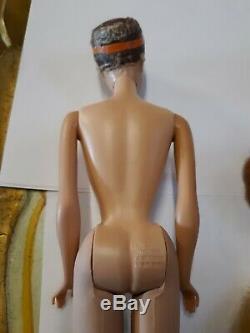 Vintage Sleep Eye Barbie Doll W Head Band Bendable Legs W Wigs Stand Hat Cap Lot