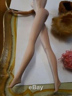 Vintage Sleep Eye Barbie Doll W Head Band Bendable Legs W Wigs Stand Hat Cap Lot