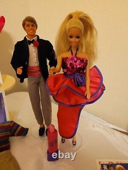 Vogue- 80s Barbie Dolls Lot Tea Set, Clothing and Accessaries