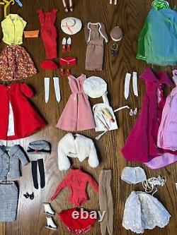 Vtg 1960's Large Barbie Lot Bubble Cut & Midge 19 Outfits Clothes Clean With Case