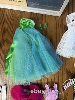 Vtg 1960's Large Barbie Lot Bubble Cut & Midge 19 Outfits Clothes Clean With Case