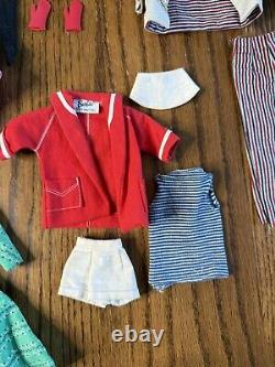 Vtg 1960's Large Barbie Lot Bubble Cut & Midge 19 Outfits Clothes Clean With Case