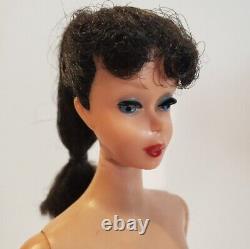 Vtg Brunette Ponytail Barbie #5 1961 Vtg Clothes And Suitcase