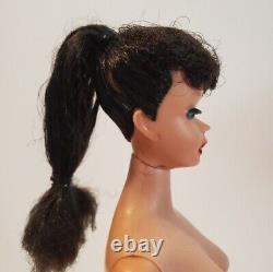 Vtg Brunette Ponytail Barbie #5 1961 Vtg Clothes And Suitcase