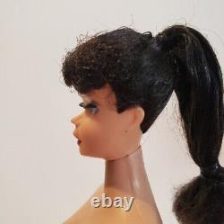 Vtg Brunette Ponytail Barbie #5 1961 Vtg Clothes And Suitcase