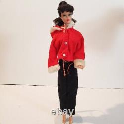 Vtg Brunette Ponytail Barbie #5 1961 Vtg Clothes And Suitcase