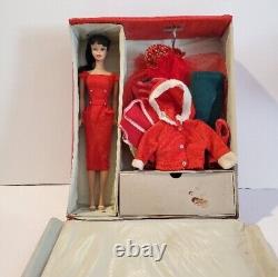 Vtg Brunette Ponytail Barbie #5 1961 Vtg Clothes And Suitcase