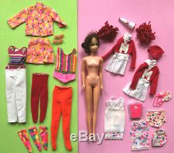 Vtg Francie Flip Curl Doll & Clothing Lot Mod Cousin Barbie Twiggy Gear