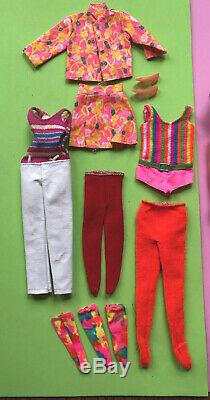 Vtg Francie Flip Curl Doll & Clothing Lot Mod Cousin Barbie Twiggy Gear