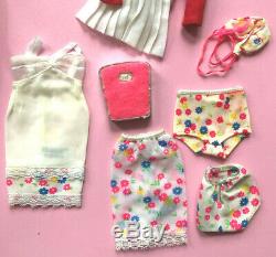 Vtg Francie Flip Curl Doll & Clothing Lot Mod Cousin Barbie Twiggy Gear