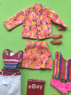 Vtg Francie Flip Curl Doll & Clothing Lot Mod Cousin Barbie Twiggy Gear