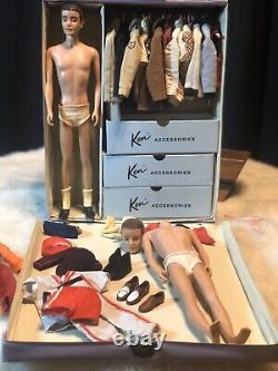 Vtg. Ken Barbie Boyfriend DollCase Clothes, Shoes, Accessories 50+ Lot 1962 Mattel